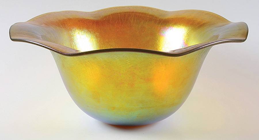 Gold Aurene 13" Console Bowl by Steuben-1