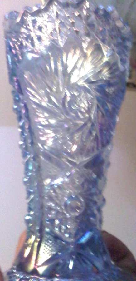 Comet in the Stars Light Blue Carnival 6" Bud Vase by Smith Glass -1