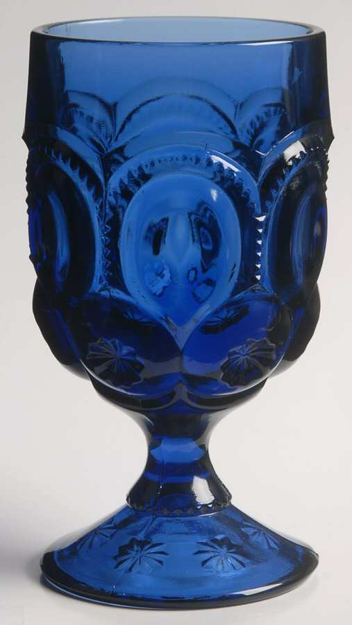 Moon and Star Cobalt Blue Water Goblet by Smith Glass -1
