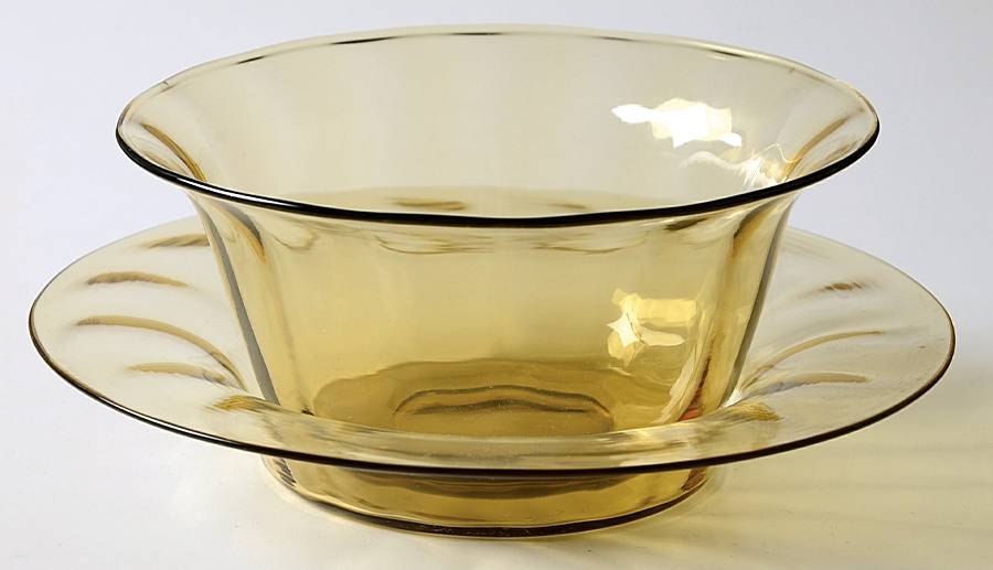 1504 Amber Finger Bowl & Underplate by Steuben-1