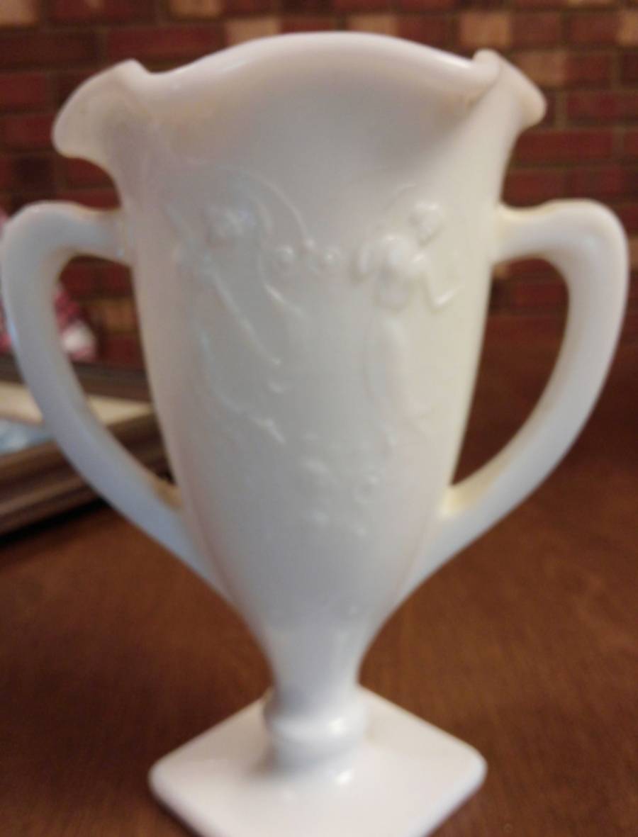 405 Milk Glass 8" Crimped Vase by Smith Glass -1