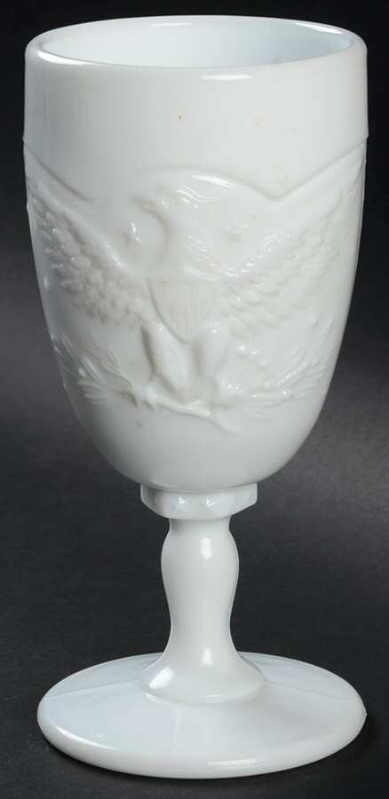 Eagle Milk Glass Water Goblet by Smith Glass -1