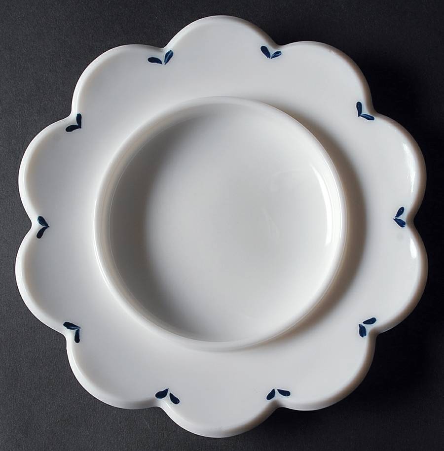 Blue Delft Round Butter Dish No Lid by Smith Glass -1