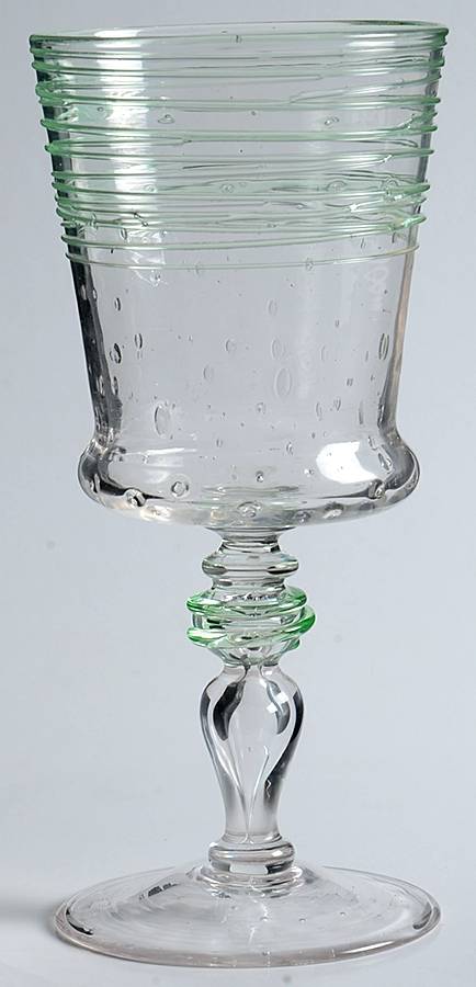 6362 Clear (Green Bands) Water Goblet by Steuben-1