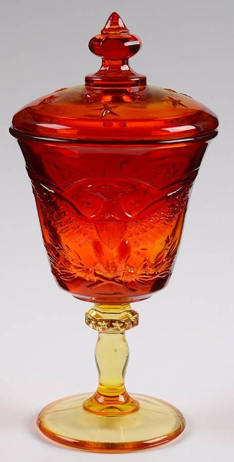 Eagle Amberina Candy Jar & Lid by Smith Glass -1