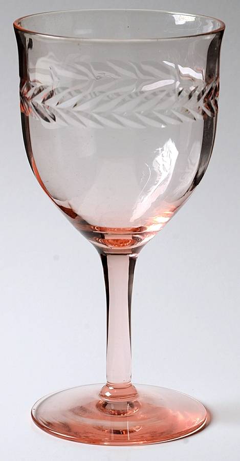 Laurel Wreath Pink Water Goblet by Seneca-1