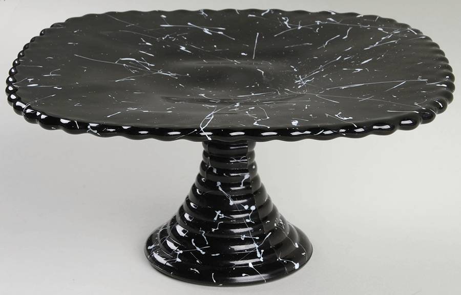 Confetti Ware Black Round Compote (Height X Width) by Smith Glass -1