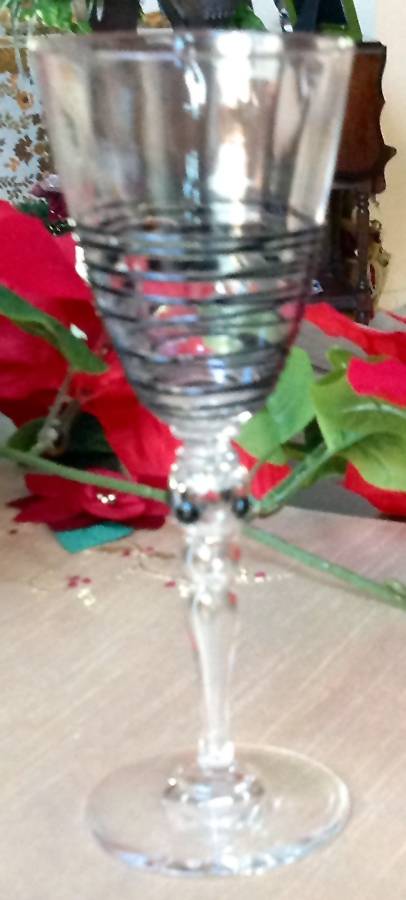 6603 Black Reeding Water Goblet by Steuben-1