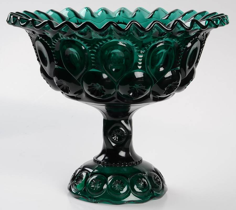 Moon and Star Greenbrier (Hunter Green) Round Compote (Height X Width) by Smith Glass -1