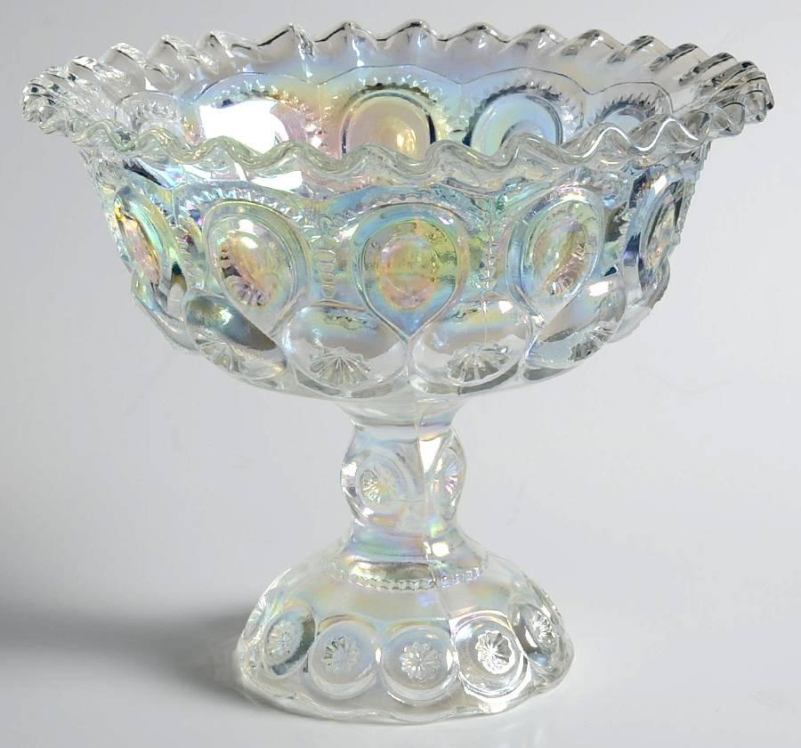 Moon and Star White Carnival Round Compote (Height X Width) by Smith Glass -1