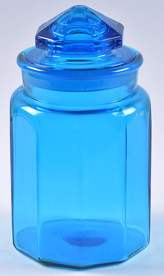 2114 Blue Large Canister & Lid by Smith Glass -1
