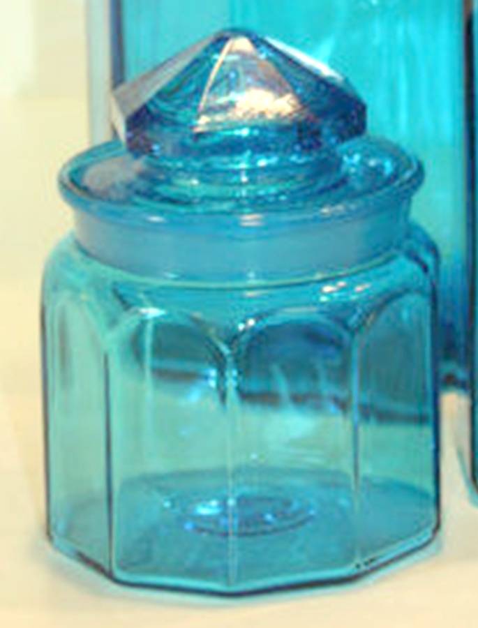 2114 Blue Small Canister & Lid by Smith Glass -1