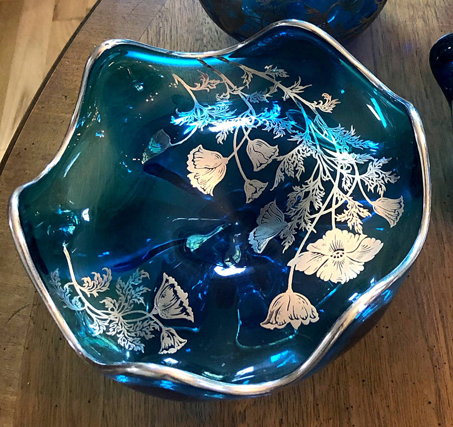 Flanders Blue (Blunique) Small Scalloped Compote by Silver City-1