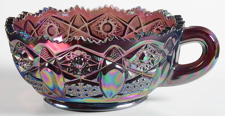 317 Amethyst Carnival Handled Nappy by Smith Glass -1