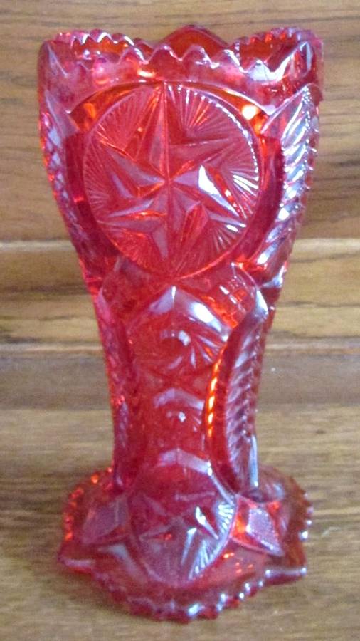 Nortec Ruby Carnival 9" Flower Vase by Smith Glass -1