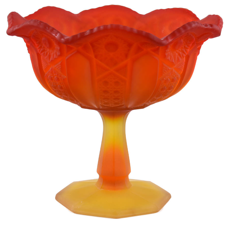317-Amberina Frosted Round Compote (Height X Width) by Smith Glass -1