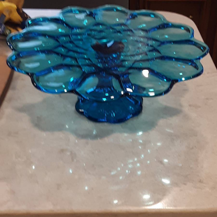 Dominion Blue Round Cake Stand by Smith Glass -1
