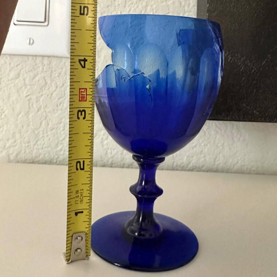 Nybro Cobalt (Cut) Water Goblet by Swedish-1