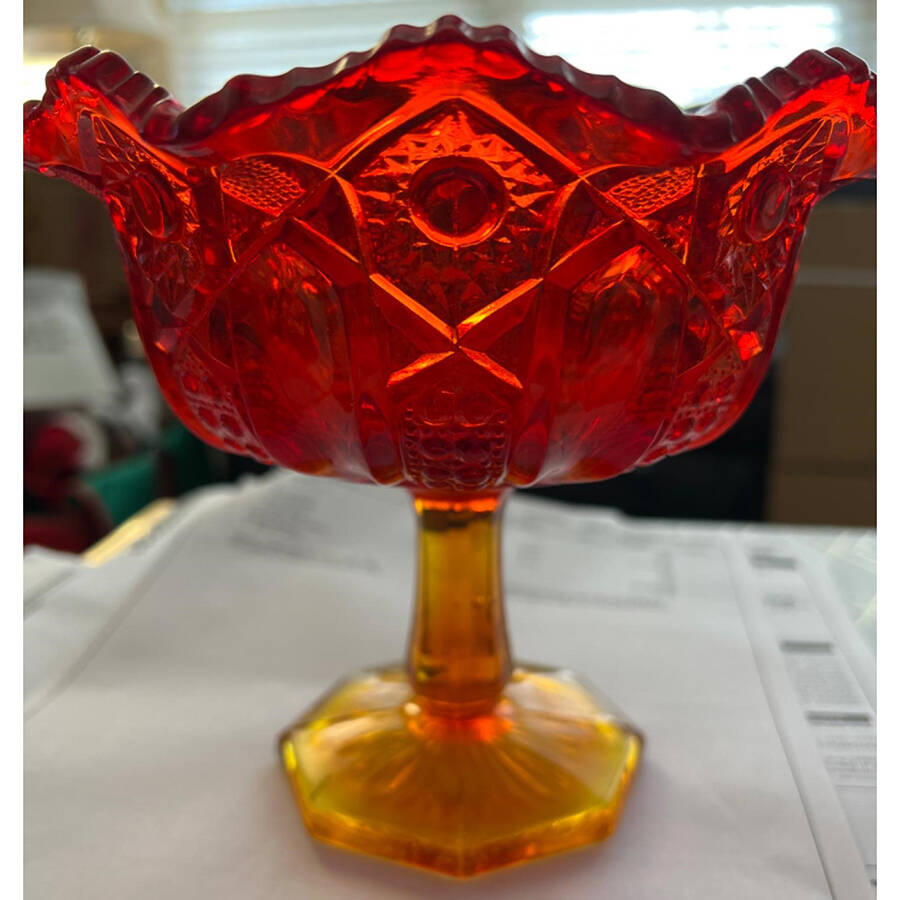 Quintec Amberina Round Compote (Height X Width) by Smith Glass -1