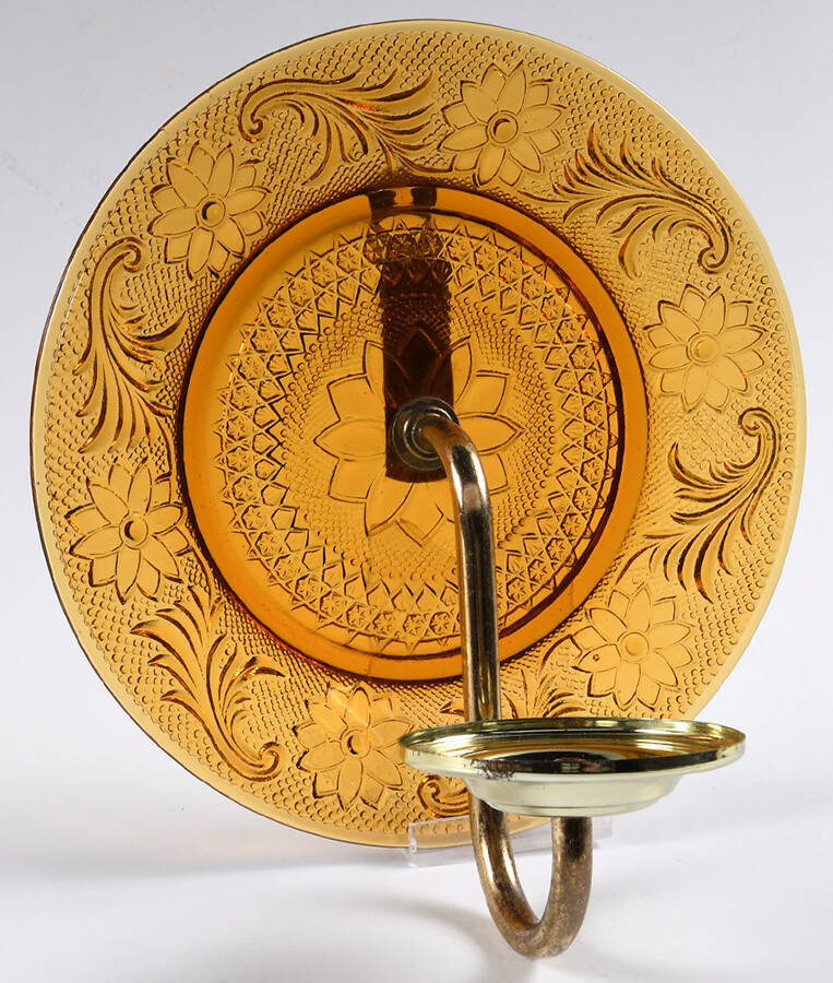 Sandwich Amber (Collection) Glass&Metal Base for Candle/Wall Sconce No Votive by Tiara-1