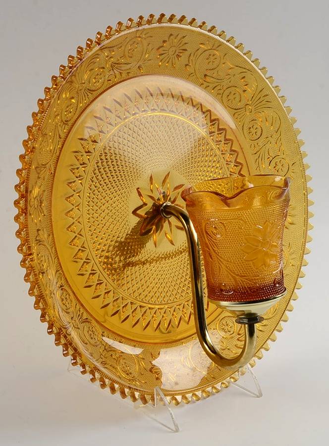 Sandwich Amber (Collection) Candle/Wall Sconce (8" Oval Tray & Candle Votive) by Tiara-1