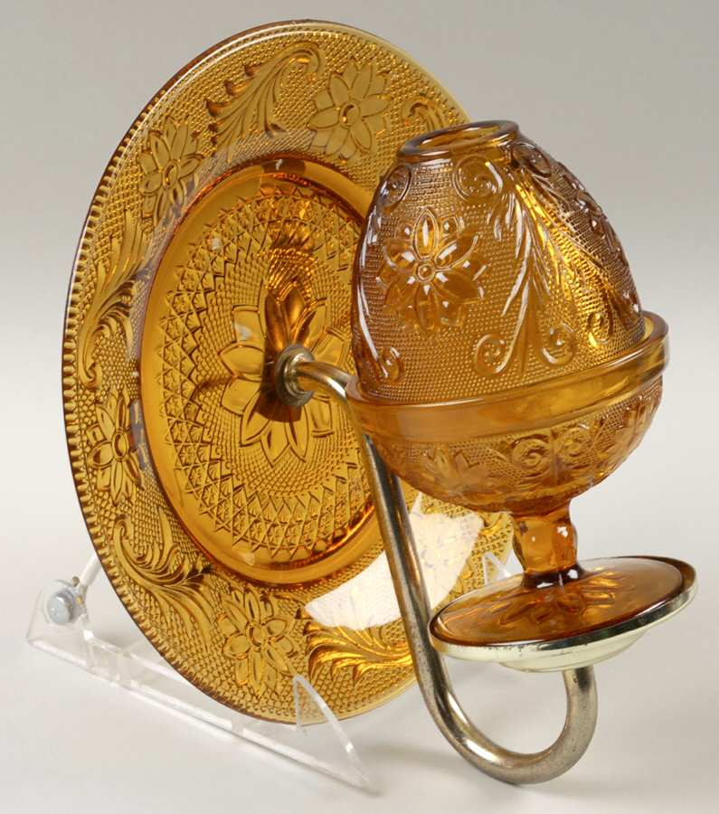 Sandwich Amber (Collection) Candle/Wall Sconce (Luncheon Plate & Fairy Lamp) by Tiara-1