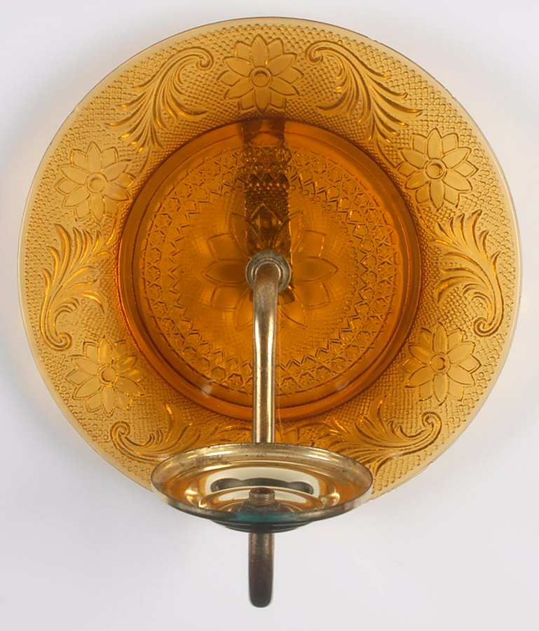 Sandwich Amber (Collection) Candle/Wall Sconce-Glass &Metal Base-No Fairy Lamp by Tiara-1