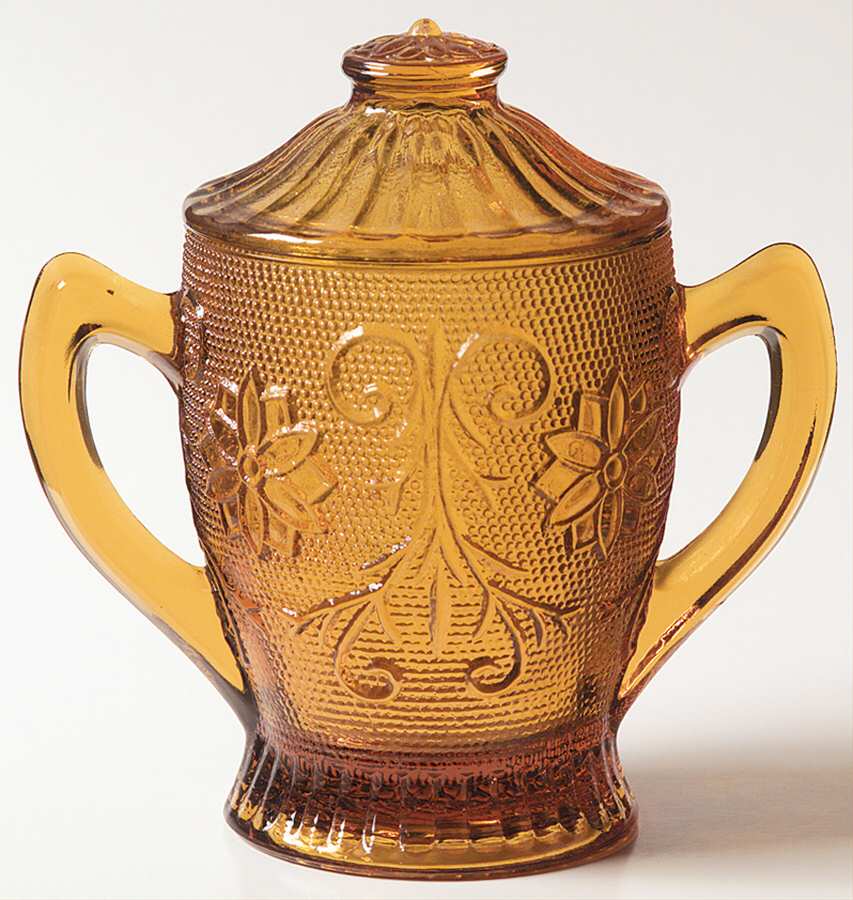 Sandwich Amber (Collection) Sugar Bowl & Lid by Tiara-1