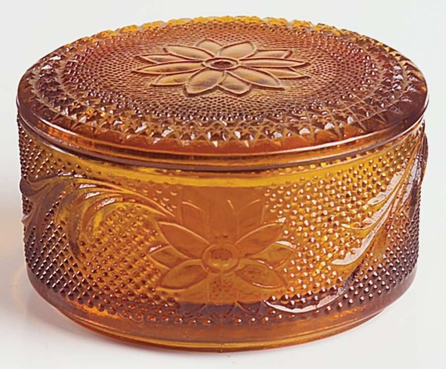 Sandwich Amber (Collection) Round Puff Box with Lid by Tiara-1