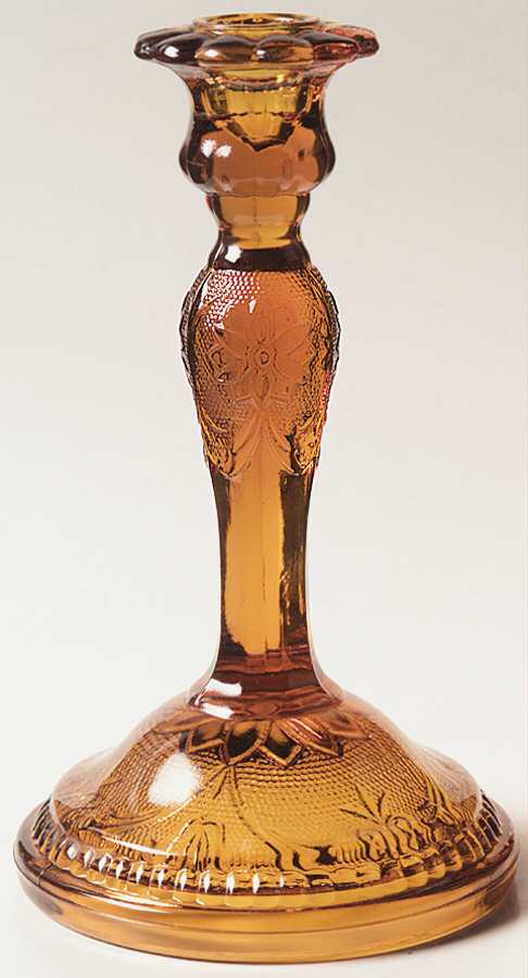 Sandwich Amber (Collection) Tall Single Light Candlestick by Tiara-1