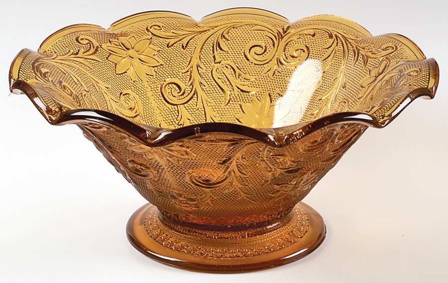 Sandwich Amber (Collection) 10" Footed Console Bowl by Tiara-1