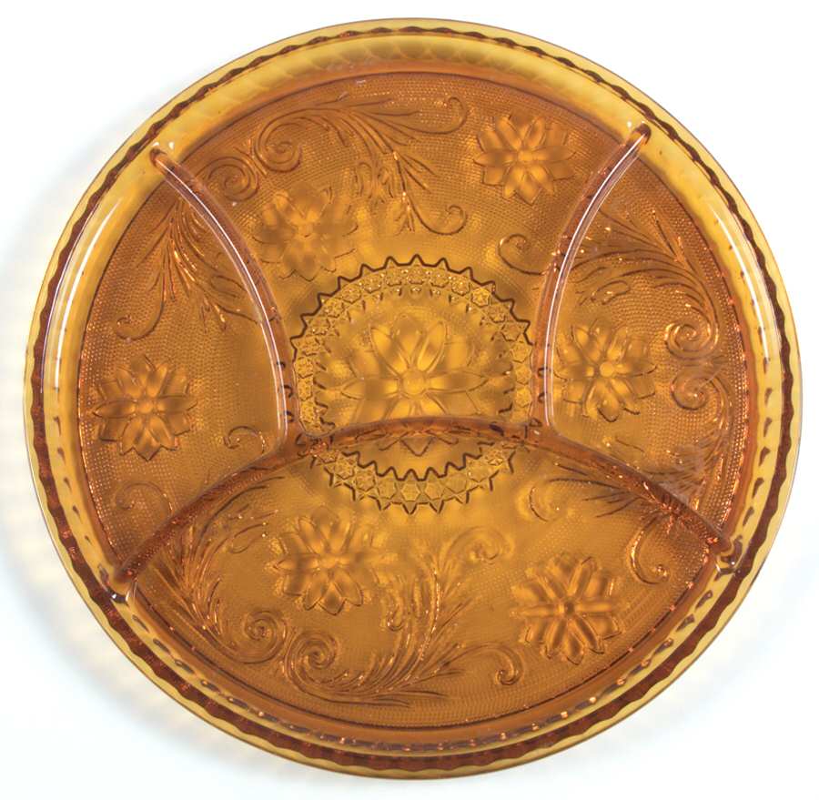 Sandwich Amber (Collection) 10" Round 4 Part Relish by Tiara-1