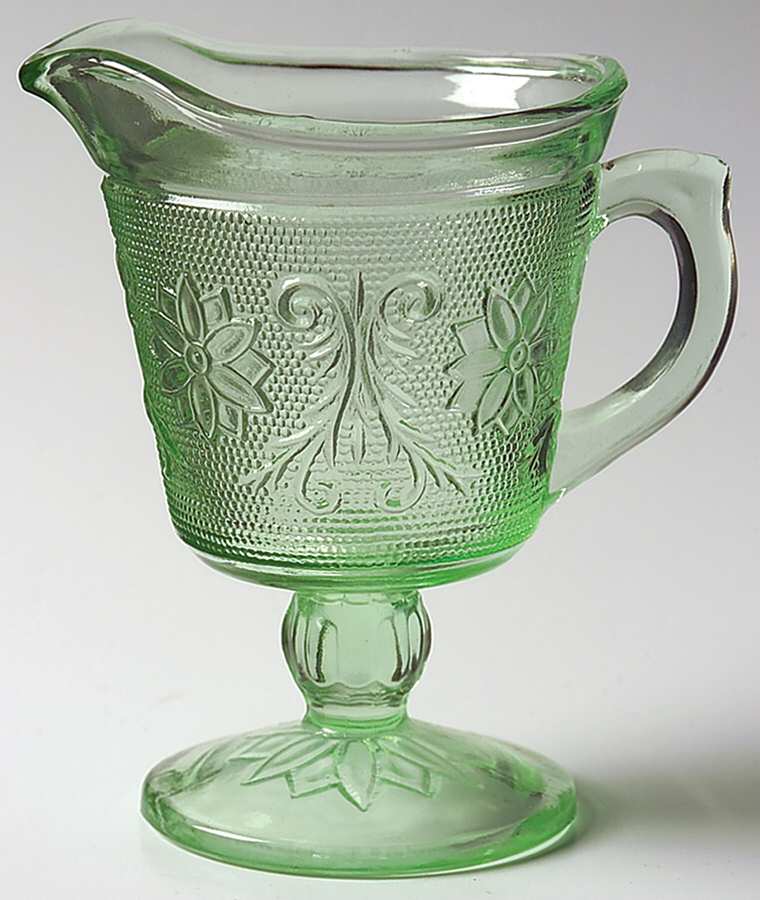 Sandwich Light Green (Chantilly Green) Footed Creamer by Tiara-1