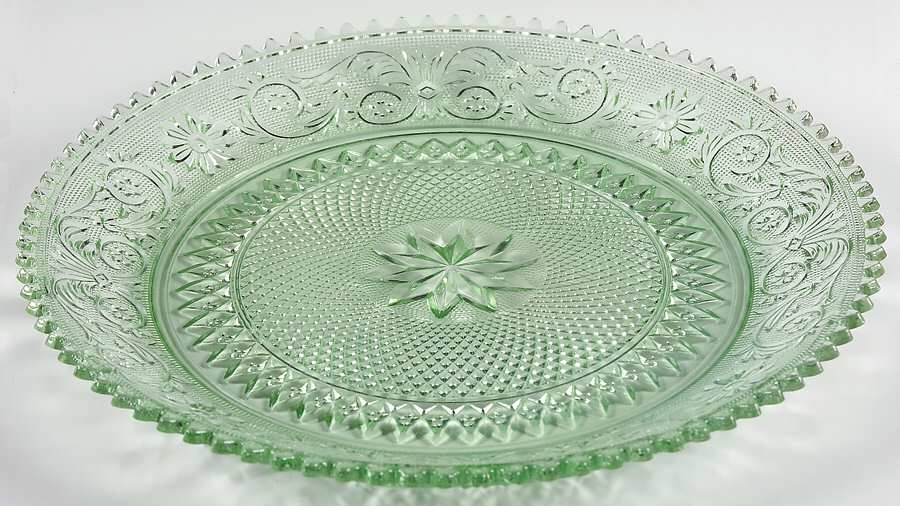 Sandwich Light Green (Chantilly Green) Torte Plate by Tiara-1