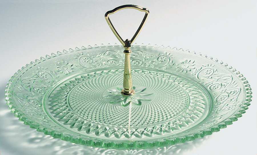 Sandwich Light Green (Chantilly Green) 12" Tray with Center Metal Handle by Tiara-1