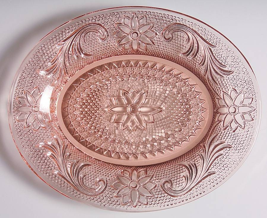 Sandwich Peach (Pink)(Collection) 8" Oval Tray by Tiara-1
