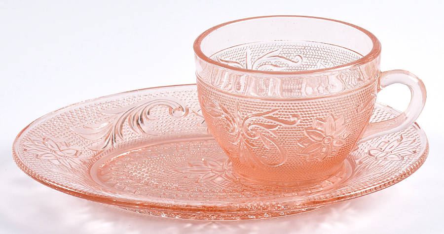 Sandwich Peach (Pink)(Collection) Snack Plate & Cup Set by Tiara-1