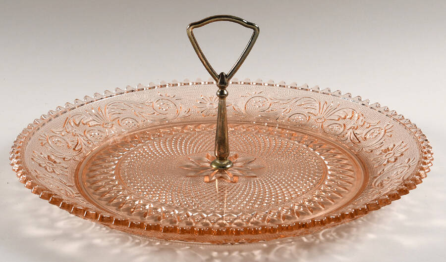 Sandwich Peach (Pink)(Collection) 12" Tray with Center Metal Handle by Tiara-1