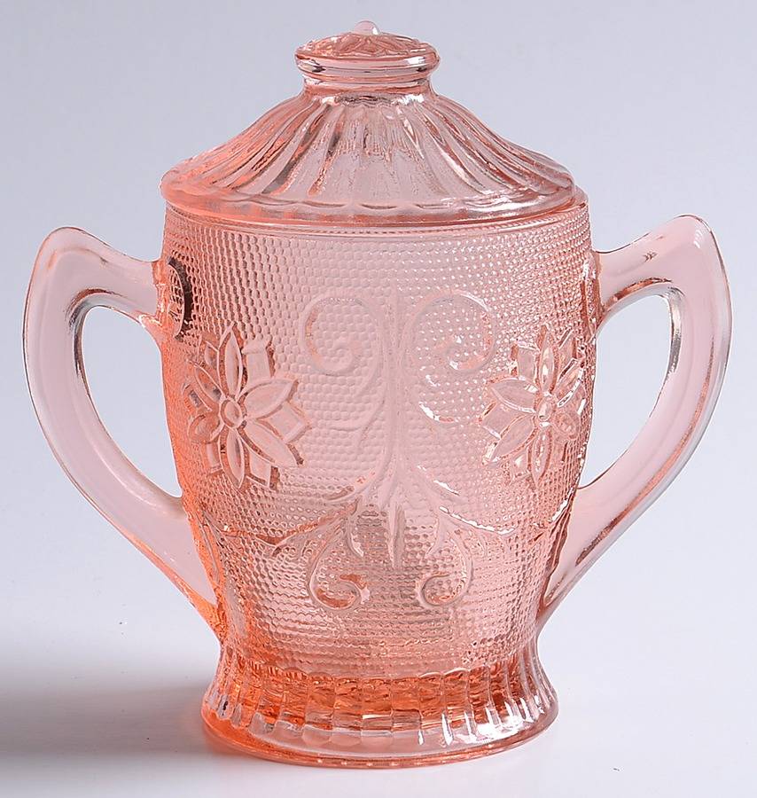 Sandwich Peach (Pink)(Collection) Sugar Bowl & Lid by Tiara-1