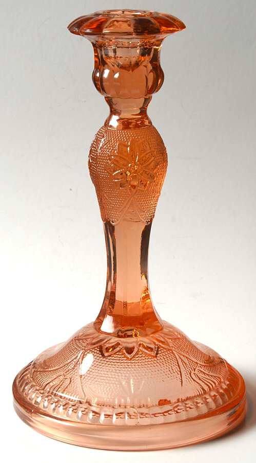Sandwich Peach (Pink)(Collection) Tall Single Light Candlestick by Tiara-1