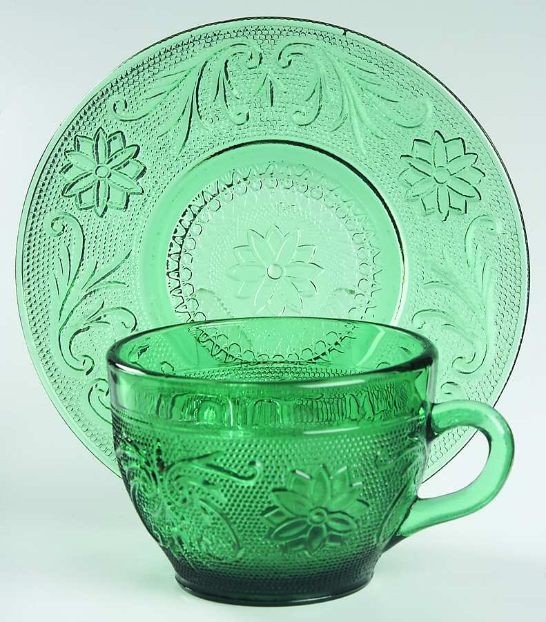 Sandwich Spruce Green(Collection) Cup & Saucer Set by Tiara-1