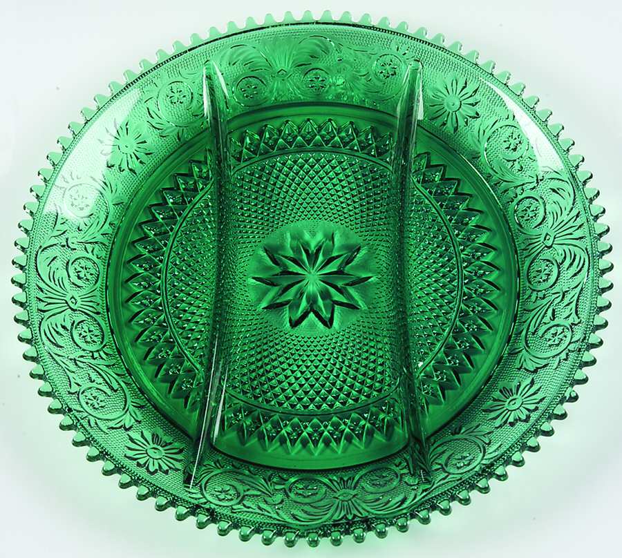 Sandwich Spruce Green(Collection) 12" Round 3 Part Relish by Tiara-1