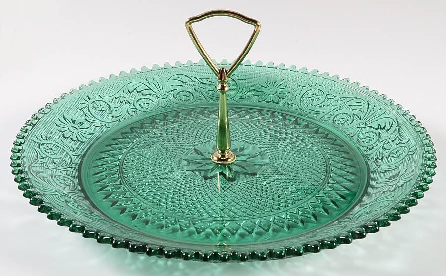 Sandwich Spruce Green(Collection) 12" Tray with Center Metal Handle by Tiara-1