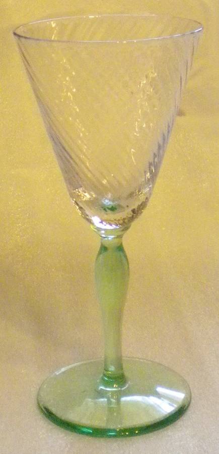 14187 Green Spiral Optic Wine Glass by Tiffin-Franciscan-1