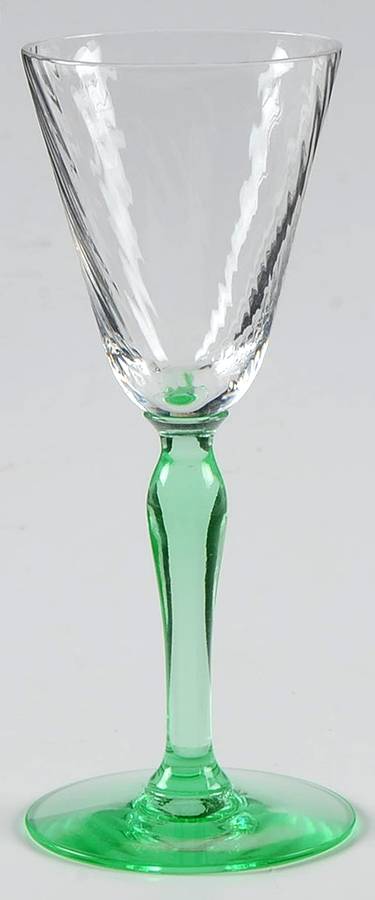 14187 Green Spiral Optic Cordial Glass by Tiffin-Franciscan-1