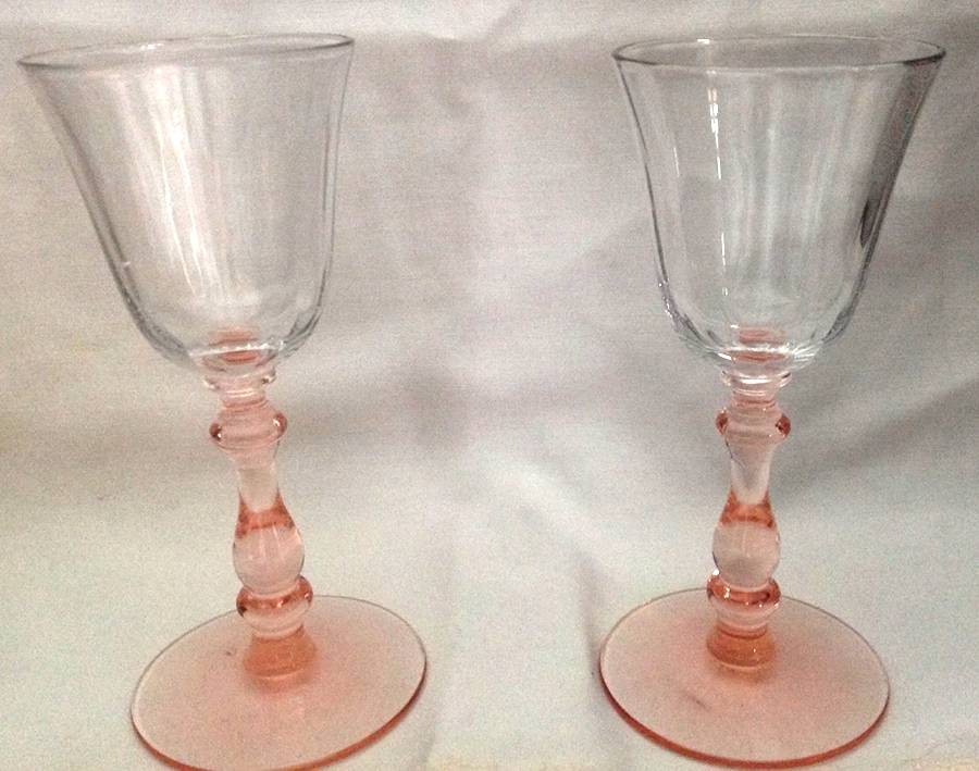 15001 Pink (Pink Stem, Clear Bowl) Claret Wine by Tiffin-Franciscan-1