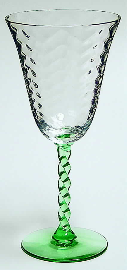 15002 Green (Green Stem) Water Goblet by Tiffin-Franciscan-1