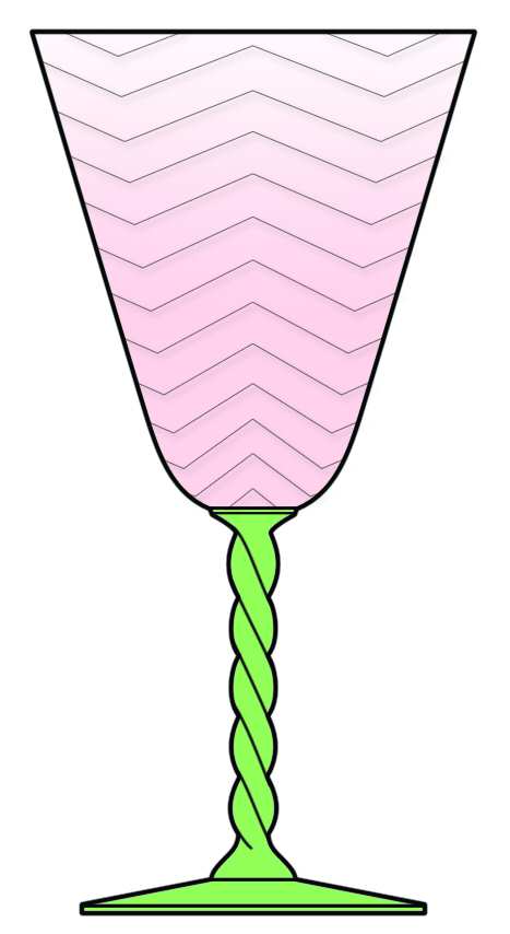 15002 Pink (Pink Bowl, Green Stem) Water Goblet by Tiffin-Franciscan-1