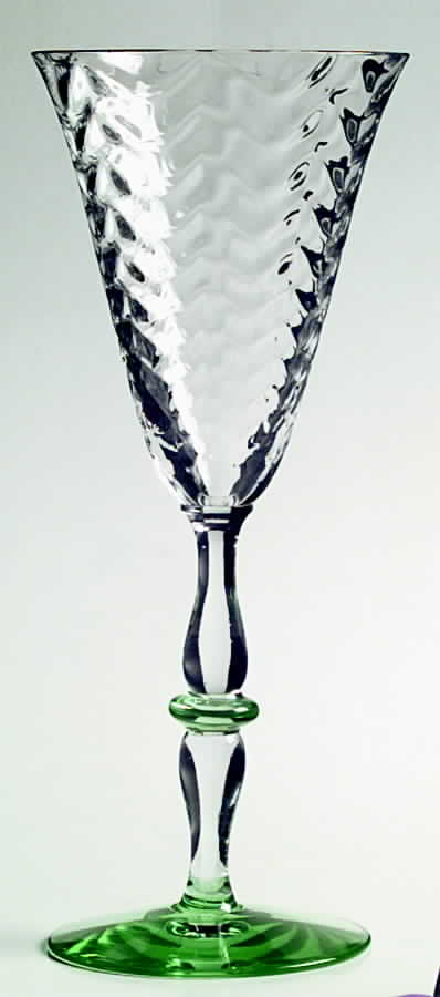 15003 Green (Herring Bone Optic) Water Goblet by Tiffin-Franciscan-1