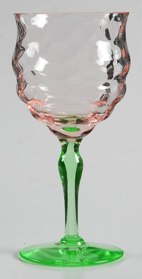 15012 (Pink Bowl, Green Stem) Wine Glass by Tiffin-Franciscan-1